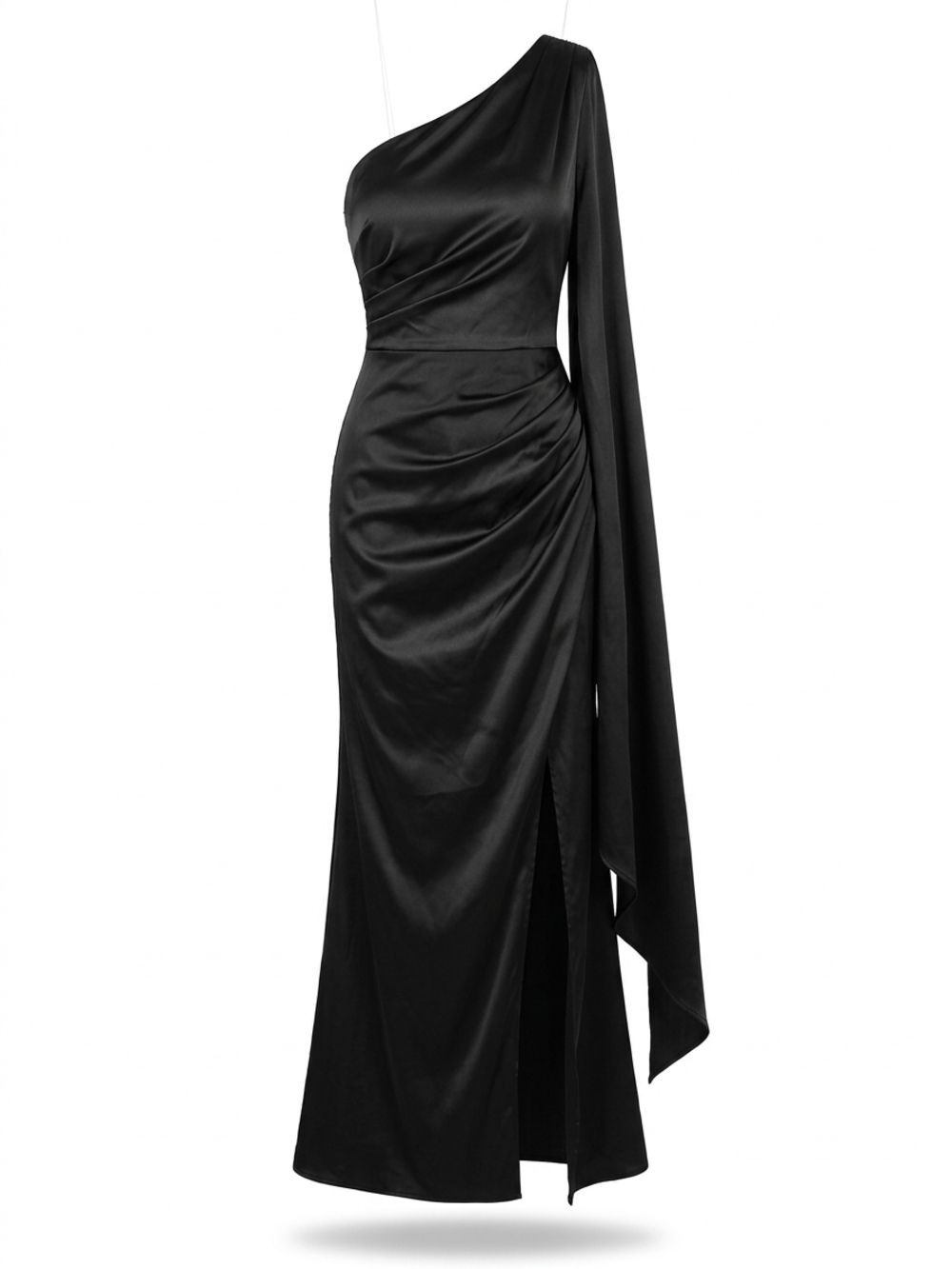 One-Shoulder Black Evening Gown